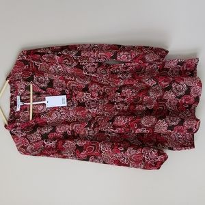 New Rose & Olive Ruffle Smocked Paisley Floral Dress Small Red Pink